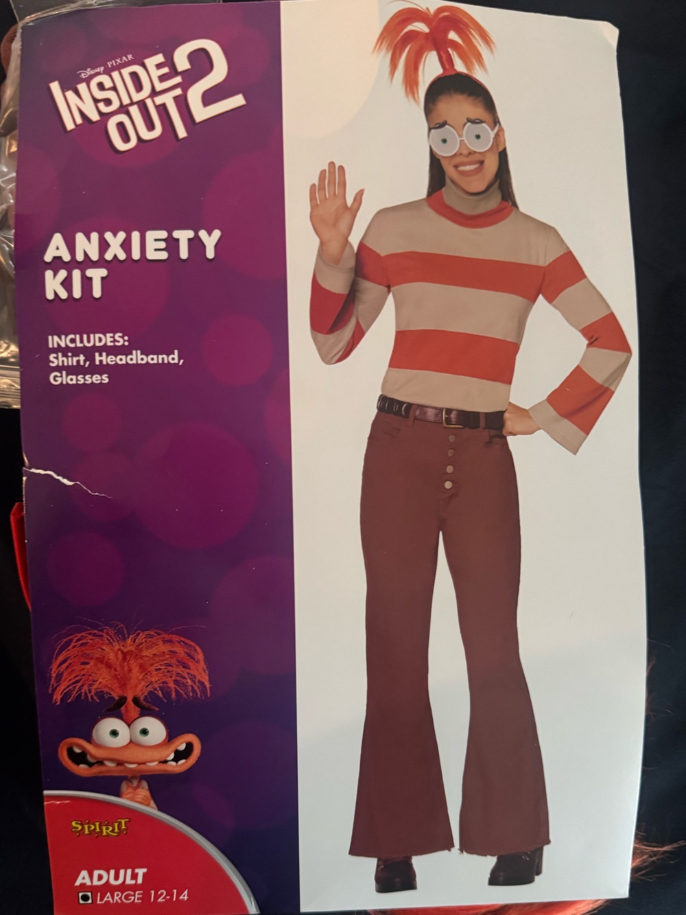 Anxiety Kit Adult Costume - Orange & Cream Striped Shirt